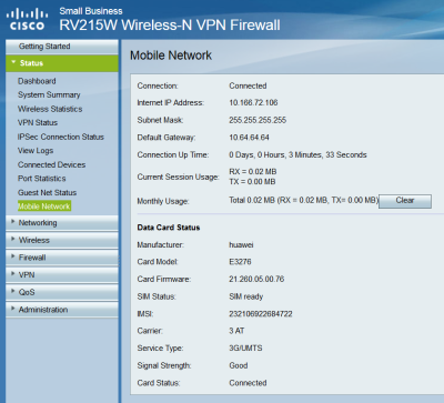 Huawei E3276-Cisco RV215W