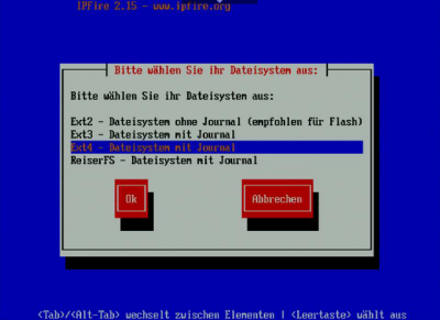 IPFire Ext4-Dateisystem