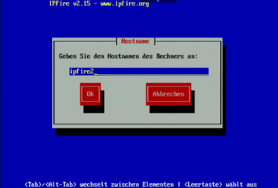 IPFire Installation-Hostname
