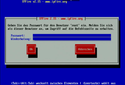 IPFire Root-Passwort