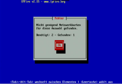IPFire Fehlermeldung