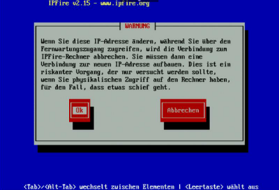 IPFire Green-Warnung