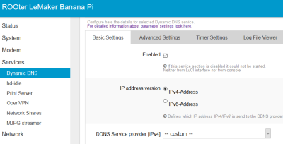 ROOter LeMaker Banana Pi Dynamic DNS